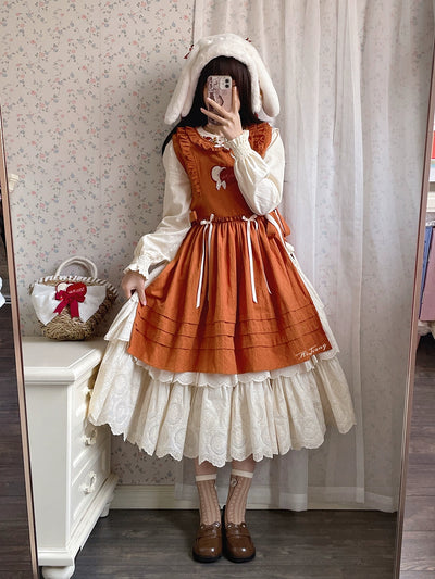 (BFM)Miss Point~Customized Lolita Skirt Embroidery Lace Cotton Lolita Skirt   