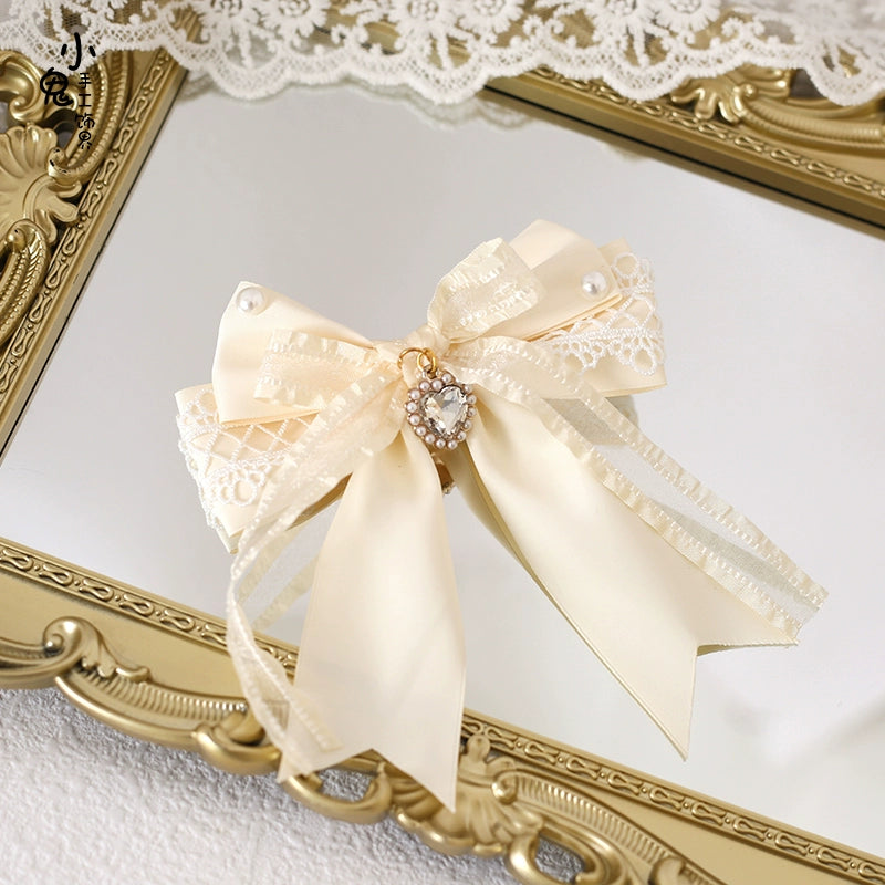 Xiaogui - Lace Lolita Headdress Set With Bow/Ruffle Details A Bow Hair Clip Only