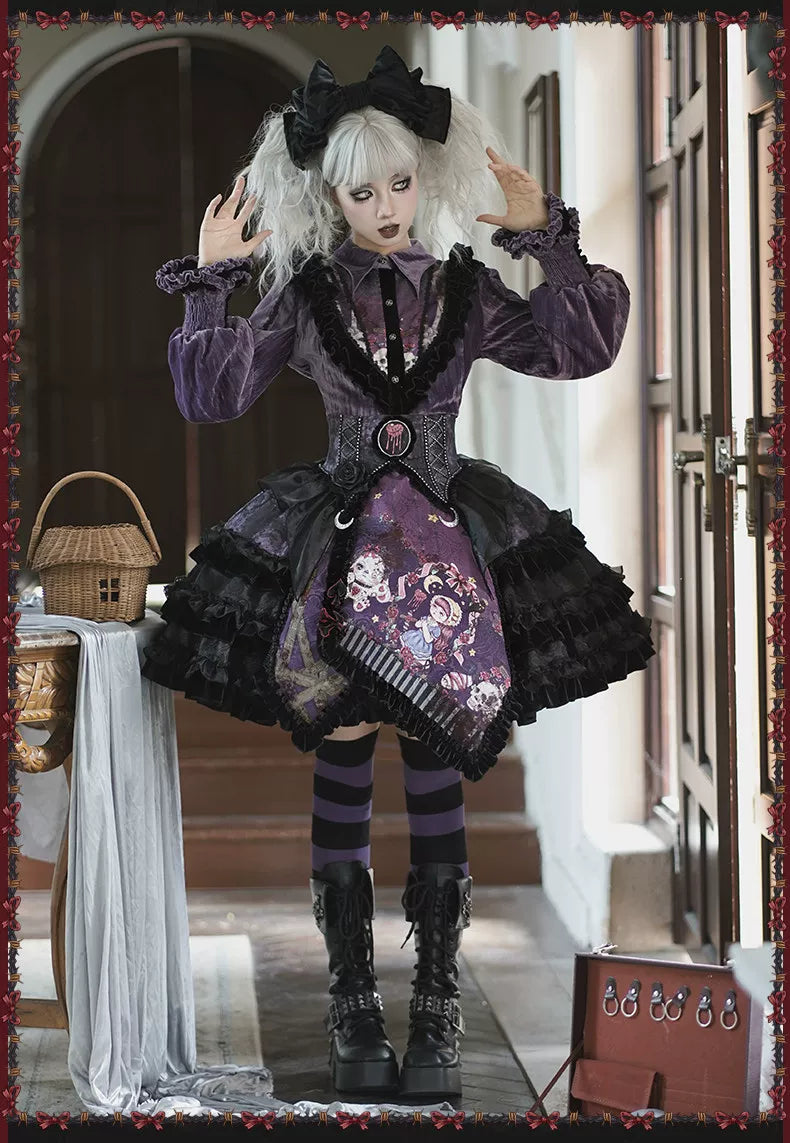 Werewolf Slayer - Gothic Lolita Shirt & Suspender SK Dress Set, Tiered Skirt (2XL L M S XL XS) 44541:811970