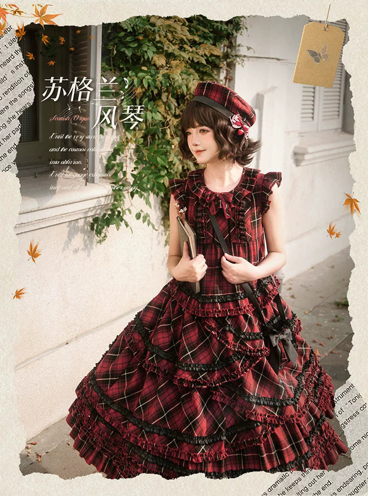 Honey Machine - Scotch Accordion - A-Line Plaid Daily Lolita JSK, Short Coat 44302:803319