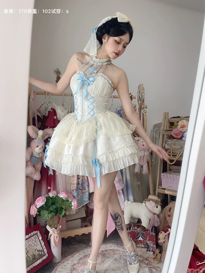Gothic Lolita Dress Ballet Halterneck Lolita JSK Dress Gothic Lolita Dress Ballet Halterneck Lolita JSK Dress