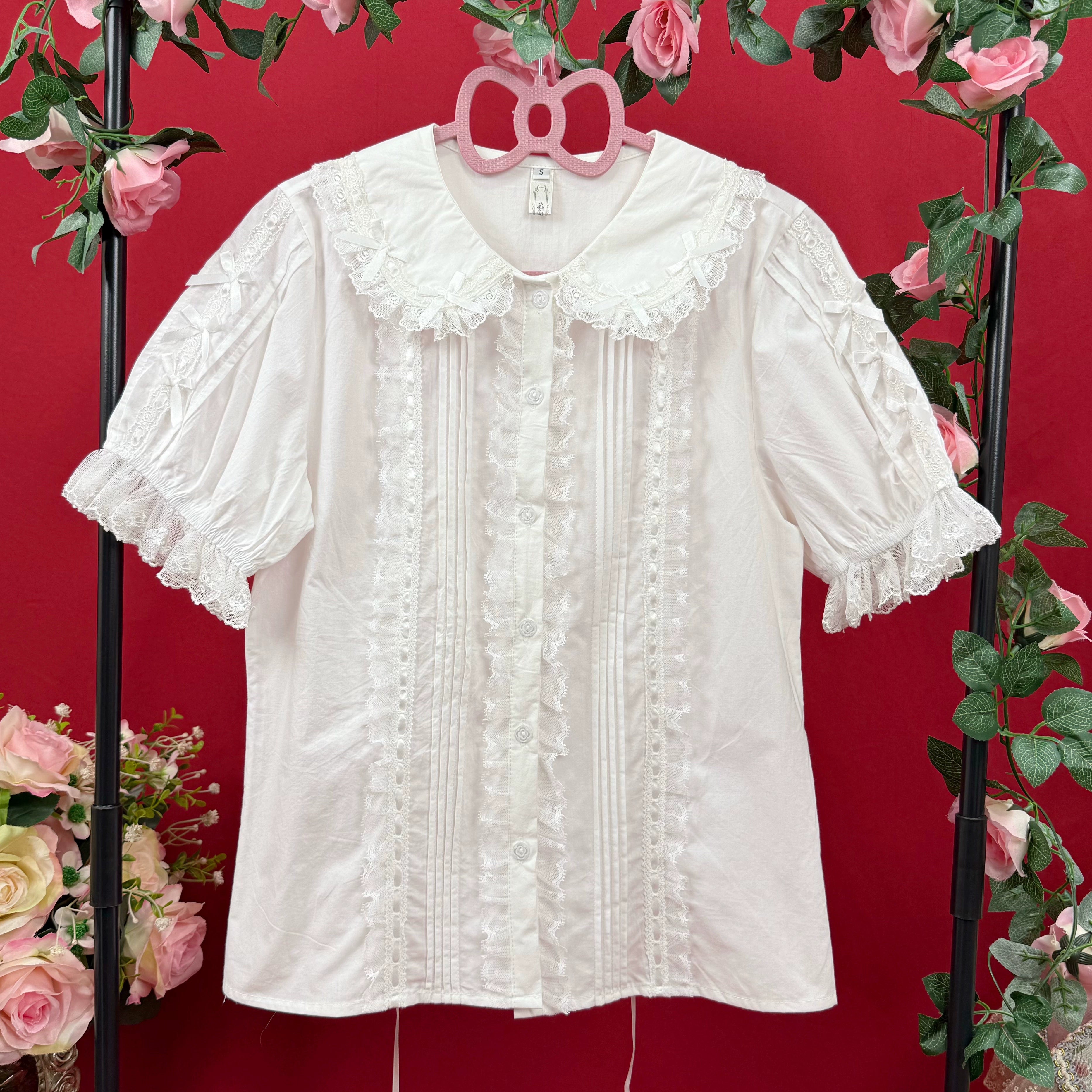 DMFS Lolita - Lanxin Shirt - Cotton Sweet Lolita Lace Blouse Milky White S