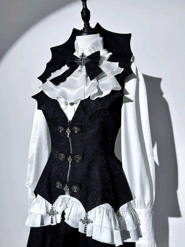 Letters from Unknown Star~Bloodline Duke~Gothic Lolita SK Suit Spider Web Vest and Blouse