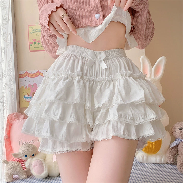 Sugar Girl~Cotton Lolita Bloomer Loose Ruffled Hem Petticoat Multicolors