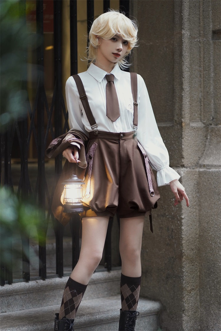 Letters from Unknown Star~Detective Rabbit Kiri~Spring Ouji Lolita Outfits Backpack Pants and Vest   