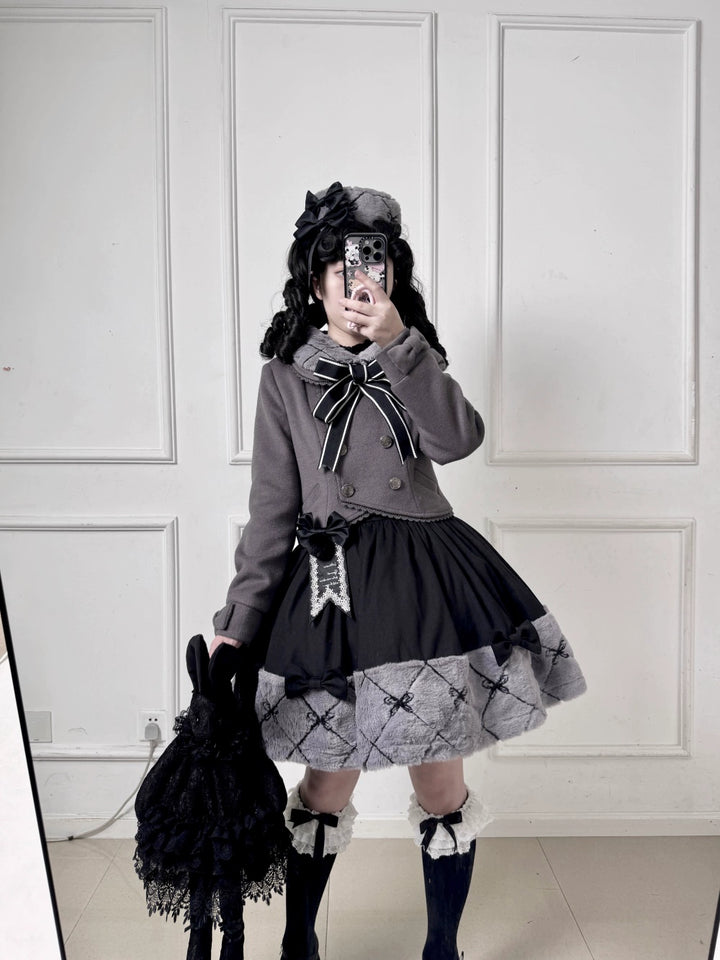 LeMiroir~Winter Solstice Coat~Sweet Lolita Woolen Coat Embroidery Skirt Short Outwear 40360:657148