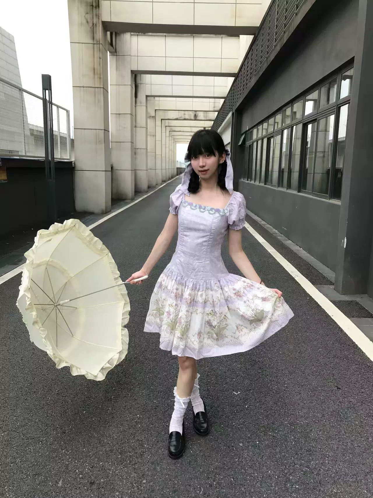 Jenny Flower - Cotton Old School Lolita Floral Printed OP Dress 45608:855896