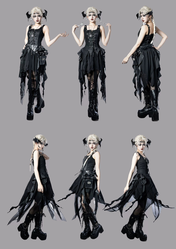 Wuyuzhe~Dragoon Knight 3.0 Version~Western Fantasy Style Lolita Irregular Skirt Set Lolita Vest   