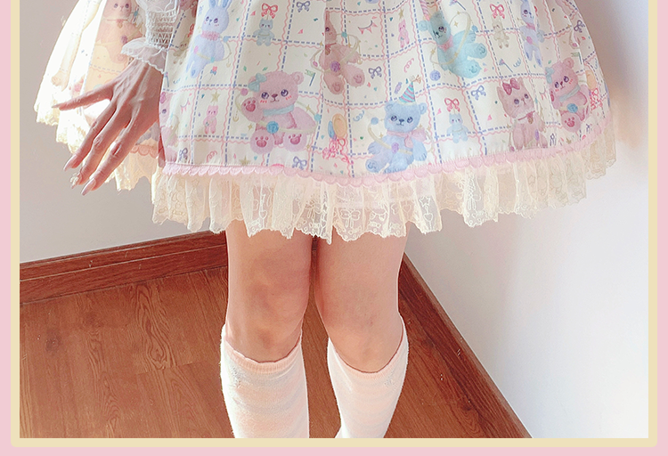 RichLolita~Starry Pudding Bear~Sweet Lolita Jumper Dress Printed OP Dress   