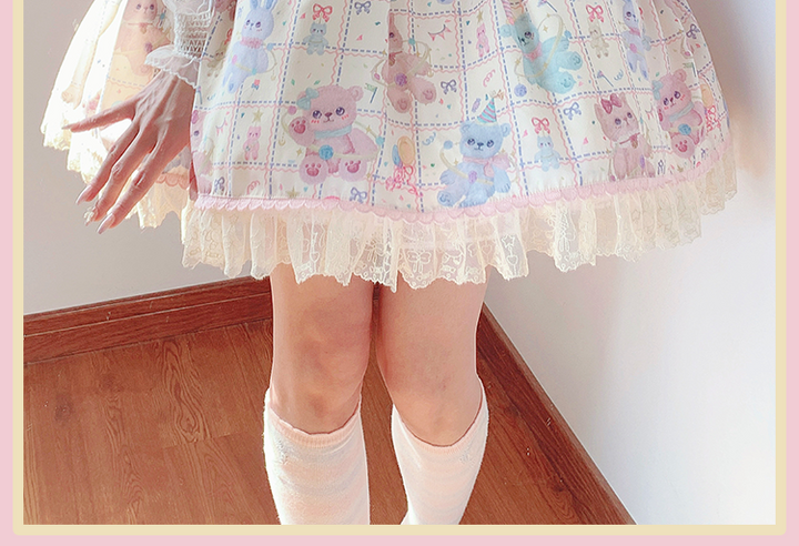 RichLolita~Starry Pudding Bear~Sweet Lolita Jumper Dress Printed OP Dress