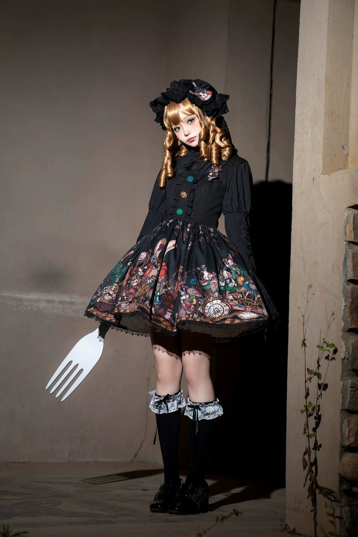 Frozen in time~Rabbit Kingdom~Gothic Lolita JSK Suit Printed Lolita Dress