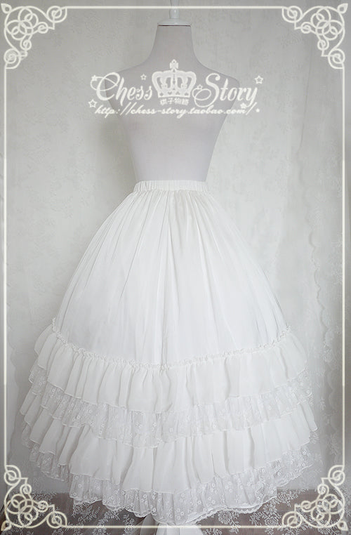 Chess Story - Le Printemps - Elegant Lolita Long Petticoat Half Dress One Size milk white