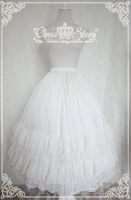 Chess Story~Le Printemps~Elegant Lolita Long Petticoat Half Dress free size milk white 