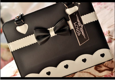 Loris~Classical Lolita Bag Single Shoulder Multiple Colors black with white  