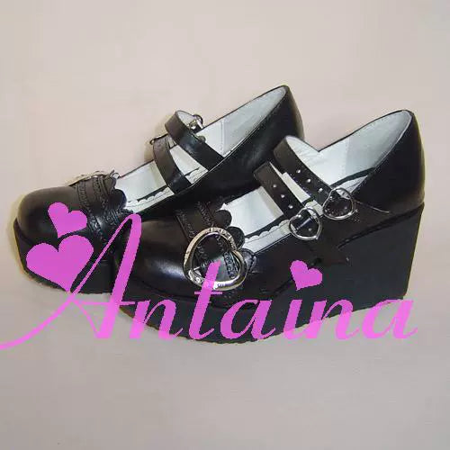 Antaina~Sweet Lolita Shoes Lace Heart Platform Shoes in Plus Size