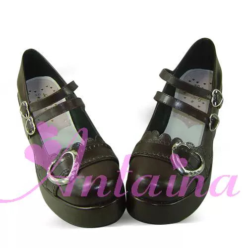 Antaina~Sweet Lolita Shoes Lace Heart Platform Shoes in Plus Size