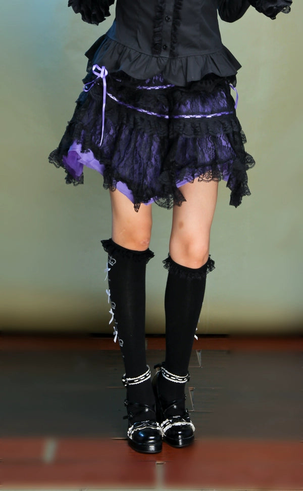 (BFM)G.L.P~Rococo Lolita Skirt Irregular Lace Skirt Purple Free size 