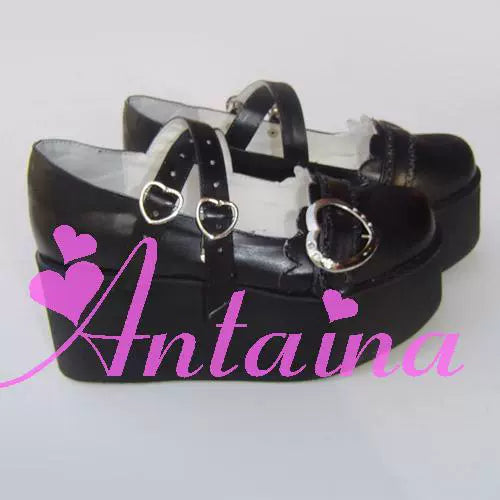 Antaina~Sweet Lolita Shoes Lace Heart Platform Shoes in Plus Size