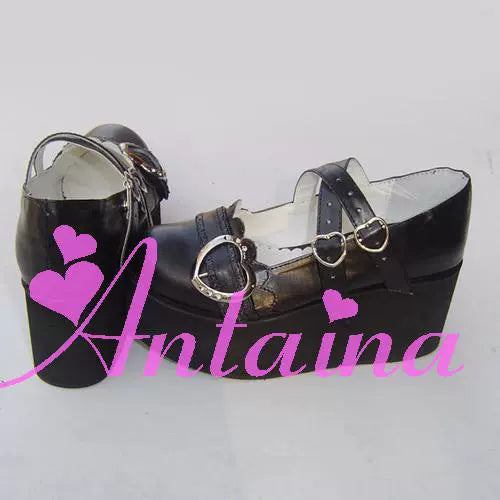 Antaina~Sweet Lolita Shoes Lace Heart Platform Shoes in Plus Size