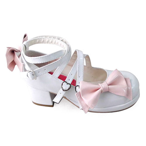 (Buyforme)Antaina~ Popular Japanese Lolita Bow Strap Multiple Colors 36 pink-white shining (heel back 4.5cm front 1cm ) 