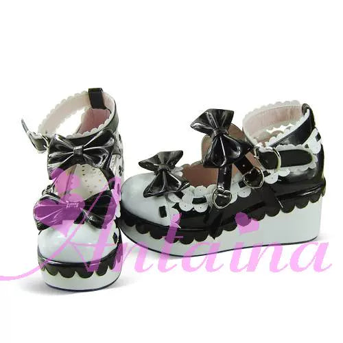 Antaina - Sweet Lolita Shoes Platform Shoes Multicolor 37 Black white mirror [Heel - 7cm back 3cm front]