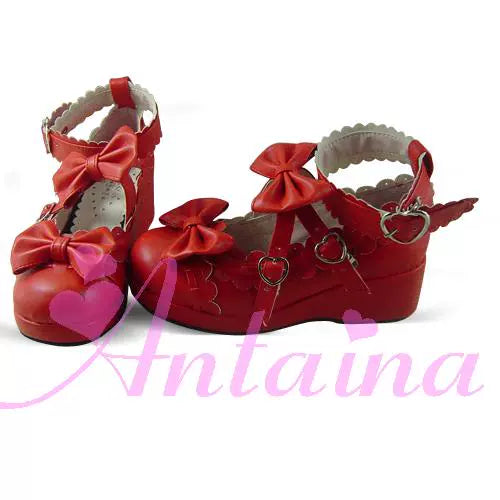 Antaina~Sweet Lolita Shoes Platform Shoes Multicolor 37 Red matte [Heel - 5cm back 2cm front] 
