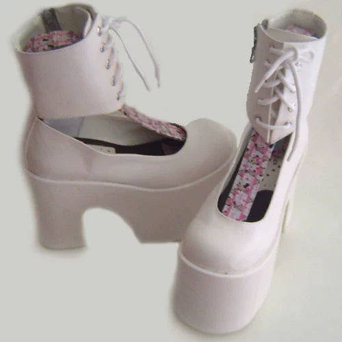 Antaina~Customized British Style High Platform Shoes White(back 12cm / front 7cm) 30 Custom-made non-returnable.