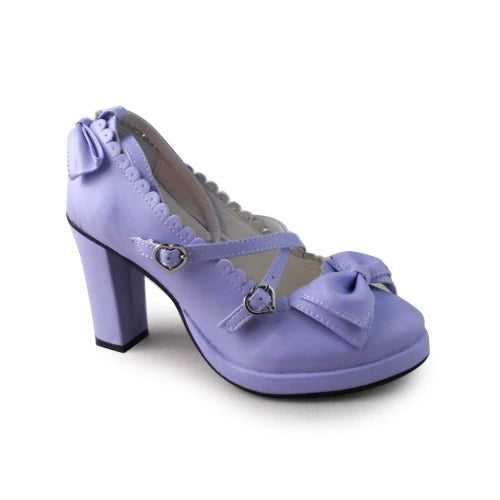 Antaina~Lolita Tea Party Heels Shoes Size 37-40 37定制不退可换码 Purple Matte [Heel Height 9 cm at back 1 cm at front Thin Heel] 