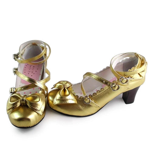 Antaina~Lolita Tea Party Heels Shoes Size 37-40 37定制不退可换码 Gold [Heel Height 6.3 cm] 