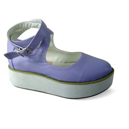 (BFM)Antaina~Punk Lolita High Platforms Shoes Lolita Ankle Strap Shoes 37 Purple matte with white platform (with a heel height of back 5, front 3) 