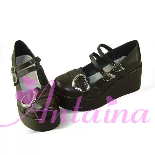 Antaina~Sweet Lolita Shoes Lace Heart Platform Shoes in Plus Size