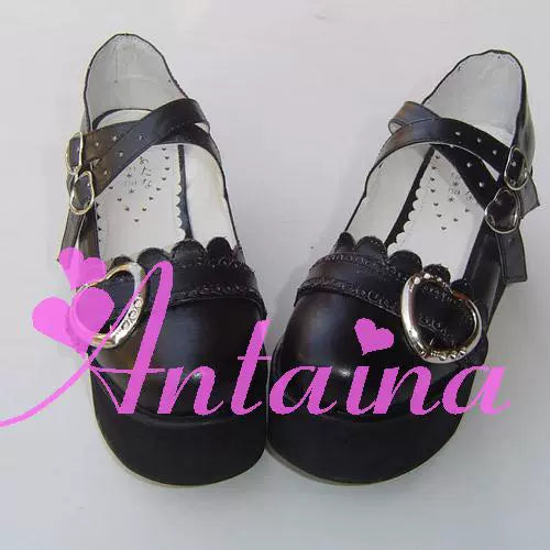 Antaina~Sweet Lolita Shoes Lace Heart Platform Shoes in Plus Size