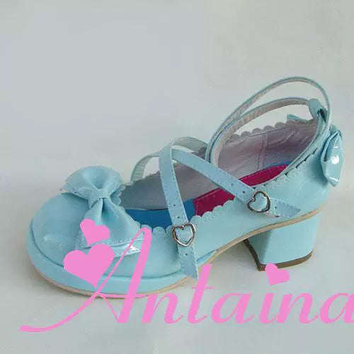 Antaina~Sweet Chunky Heels Lolita Shoes Size 41-44 41 定制不退可换码 蓝色镜面【跟高后4.5前1】 
