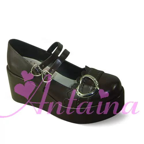 Antaina~Sweet Lolita Shoes Lace Heart Platform Shoes in Plus Size