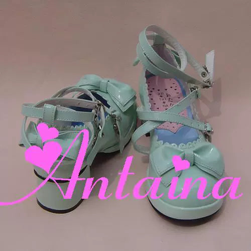 Antaina~Sweet Chunky Heels Lolita Shoes Size 37-40 37定制不退可换码 薄荷镜面【跟高后4.5前1】 