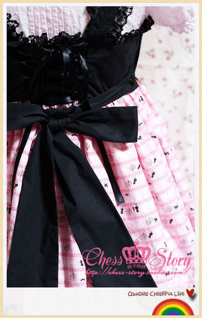 Chess Story~Black Cat Paradise~Kawaii Lolita Pink Black JSK   