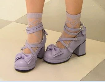 Antaina~Sweet Chunky Heels Lolita Shoes Size 41-44 41 定制不退可换码 紫色亚光【跟高后4.5前1】 