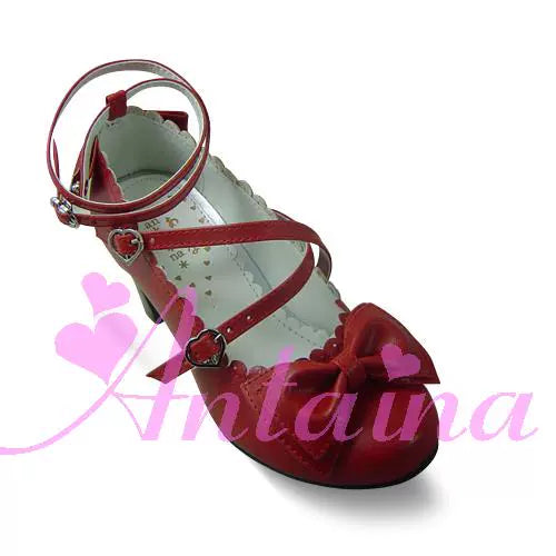 Antaina~Lolita Tea Party Heels Shoes Size 37-40 37定制不退可换码 Wind Red Matte [Heel Height 6.3 cm at back] 