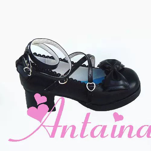 Antaina~Sweet Chunky Heels Lolita Shoes Size 37-40 37定制不退可换码 黑色亚光【跟高后4.5前1】 