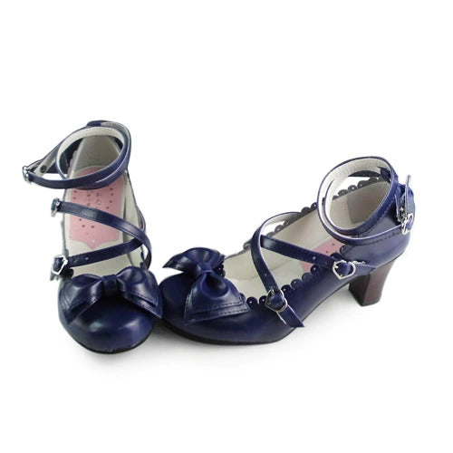 Antaina~Lolita Tea Party Heels Shoes Size 37-40 37定制不退可换码 Ultramarine Matte [Heel Height 6.3 cm at back] 