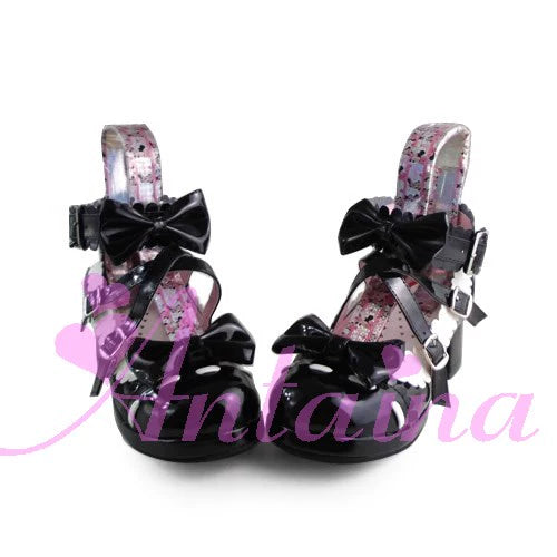 (Buyforme)Antaina~Lolita Punk Bow Mid-Heel Multicolor Shoes 28914:325472