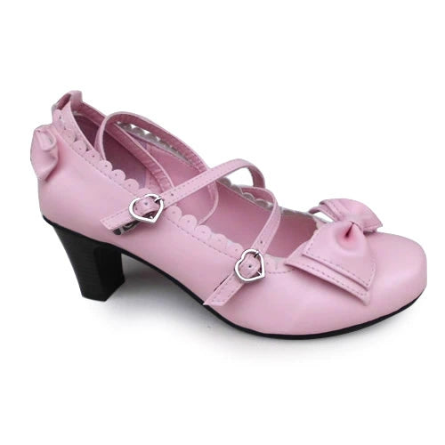 Antaina~Lolita Tea Party Heels Shoes Size 37-40 37 Pink Matte [Heel Height 6.3cm] 