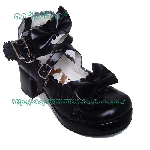 (Buyforme)Antaina~Lolita Punk Bow Mid-Heel Multicolor Shoes 28914:325442