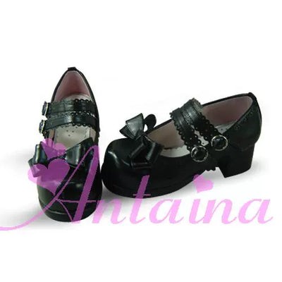 Antaina~Sweet Lolita Shoes Maid Style Lolita Shoes Black matte 34 