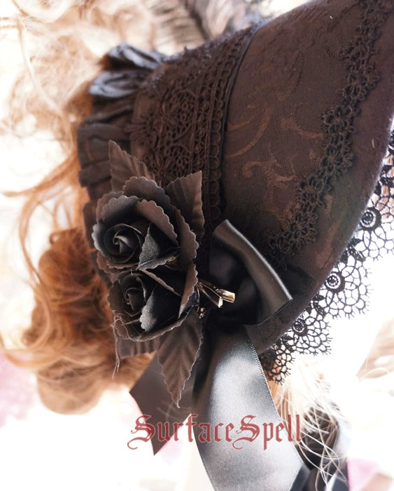 Surface Spell~Gothic Lolita Half Bonnet Beautiful Feather Lolita Hat   