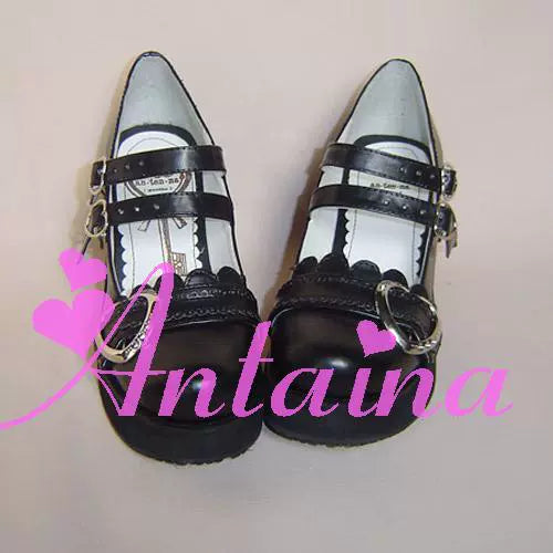 Antaina~Sweet Lolita Shoes Lace Heart Platform Shoes in Plus Size