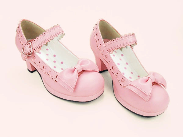 Sosic~Sweet Lolita Heel Shoes Butterfly Bow Shoes   