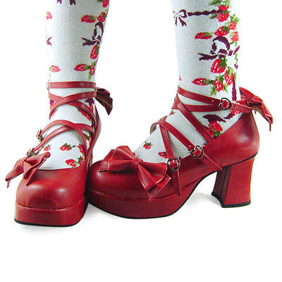 (Buyforme)Antaina~ Popular Japanese Lolita Bow Strap Multiple Colors 36 wine red matte (heel back 7.5cm front 3cm ) 