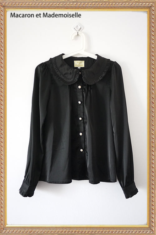 Chess Story~The Queen of Hearts~Daily Lolita Lapel Blouse black M 