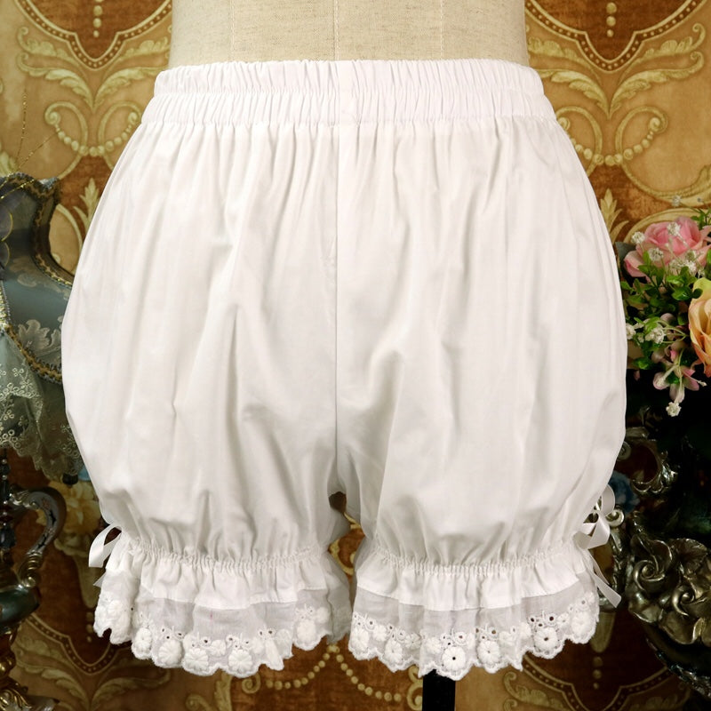 DMFS Lolita - Daily Cotton Lolita Bloomers Black and White Pettipants Off-White ( length 40 cm / 15.7 inches ) One Size